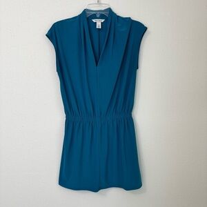 White House Black Market Teal Blue Sleeveless V-Neck Dress Mini Size Small